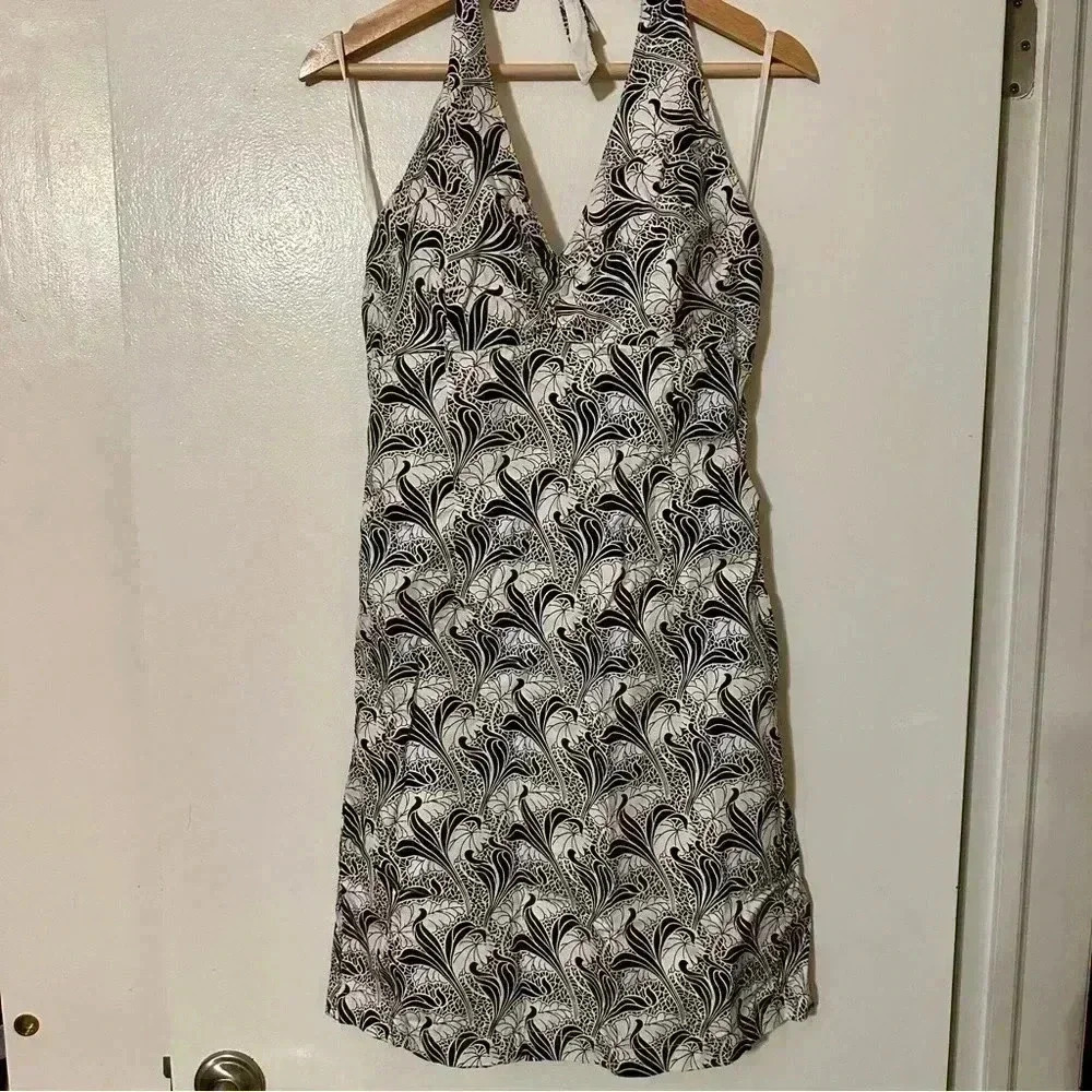 TOMMY HILFIGER Halter Dress women 8 black white cotton